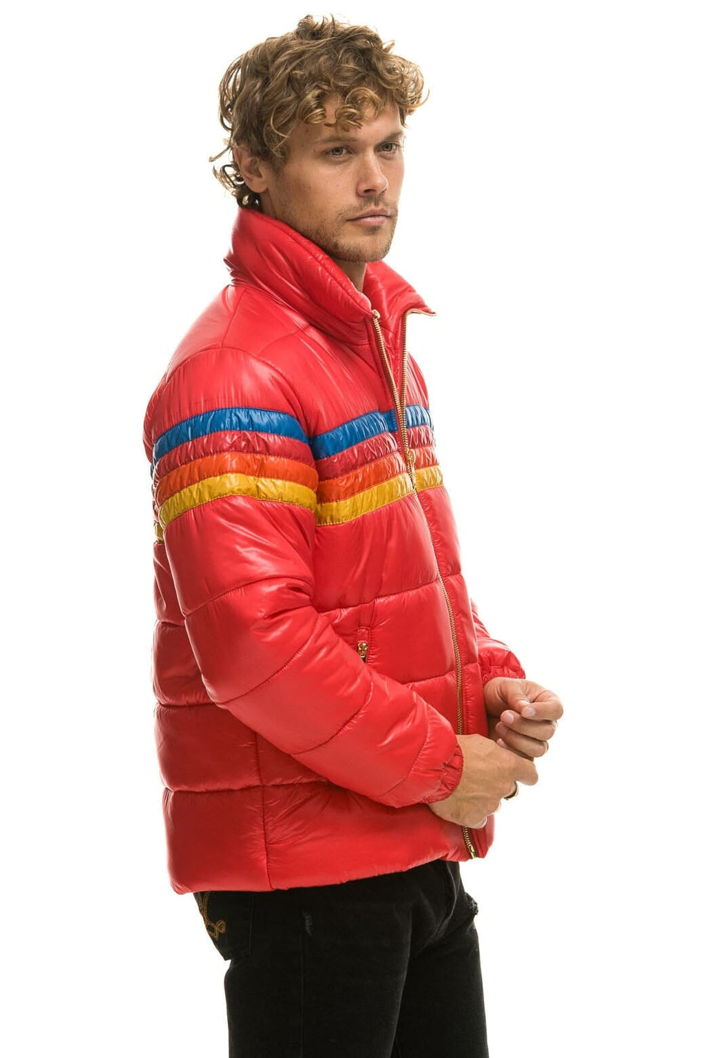 Retro 4 STRIPE LUXE TRAVELER JACKET - GLOSSY CHERRY