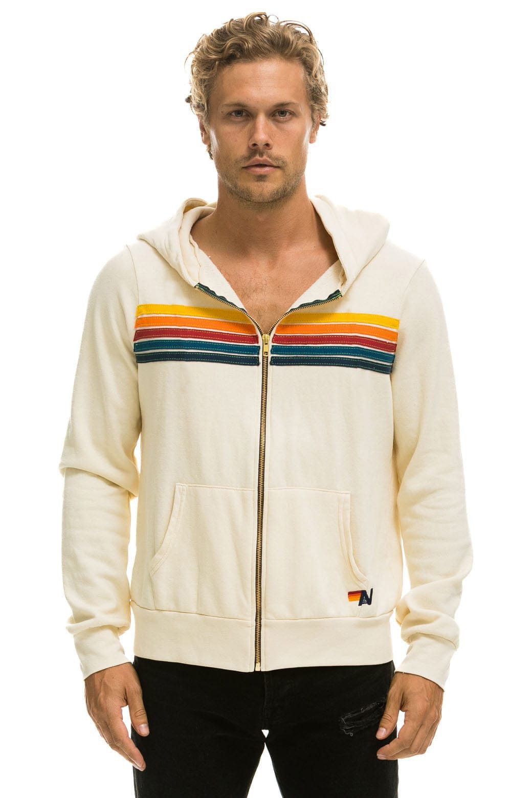 Classic 5 STRIPE HOODIE - VINTAGE WHITE