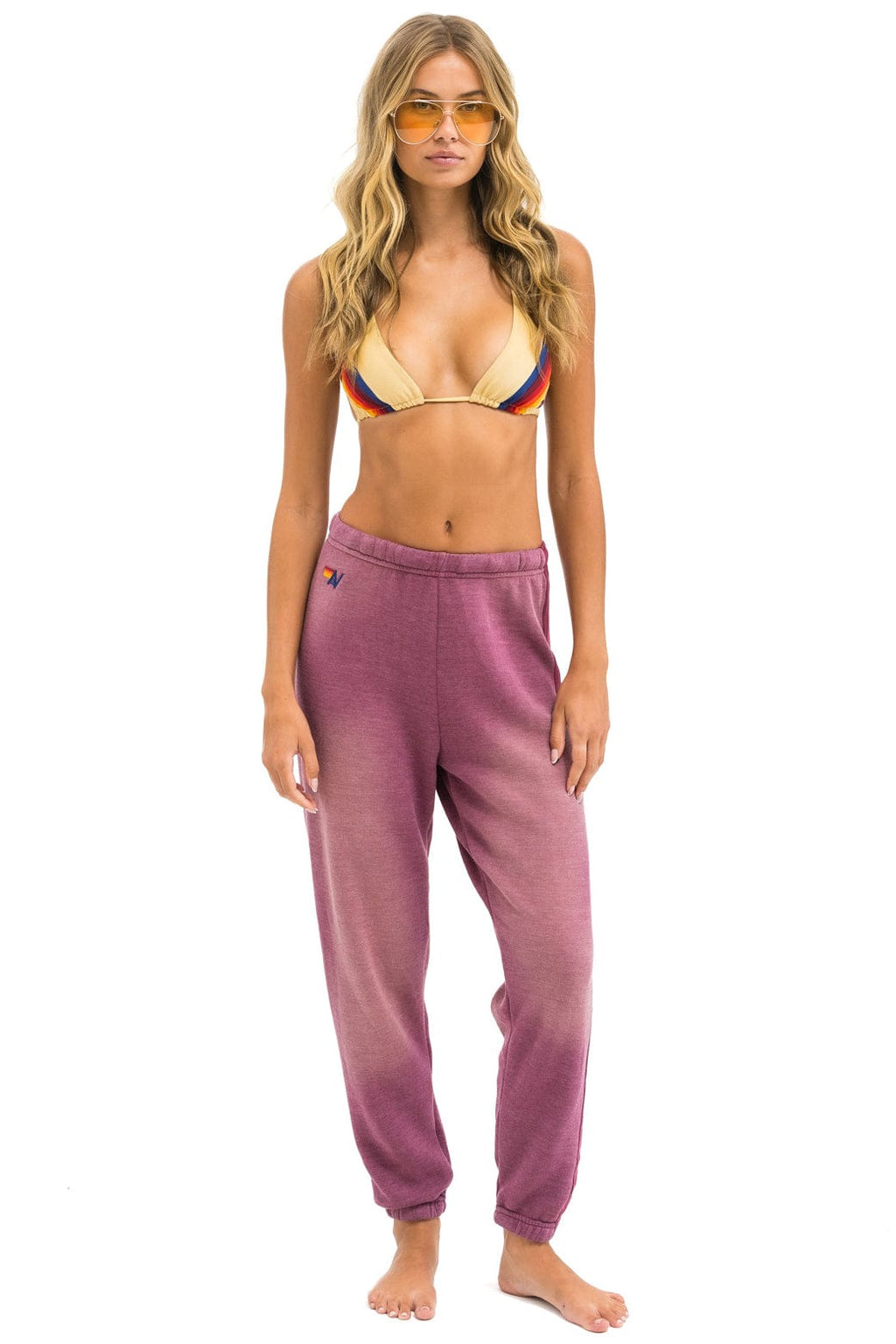 Classic 5 STRIPE SWEATPANTS - FADED BERRY