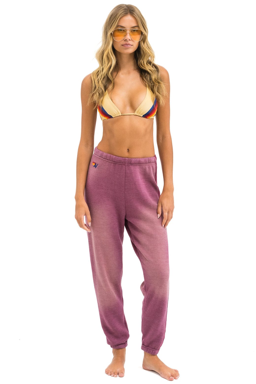 Classic 5 STRIPE SWEATPANTS - FADED BERRY