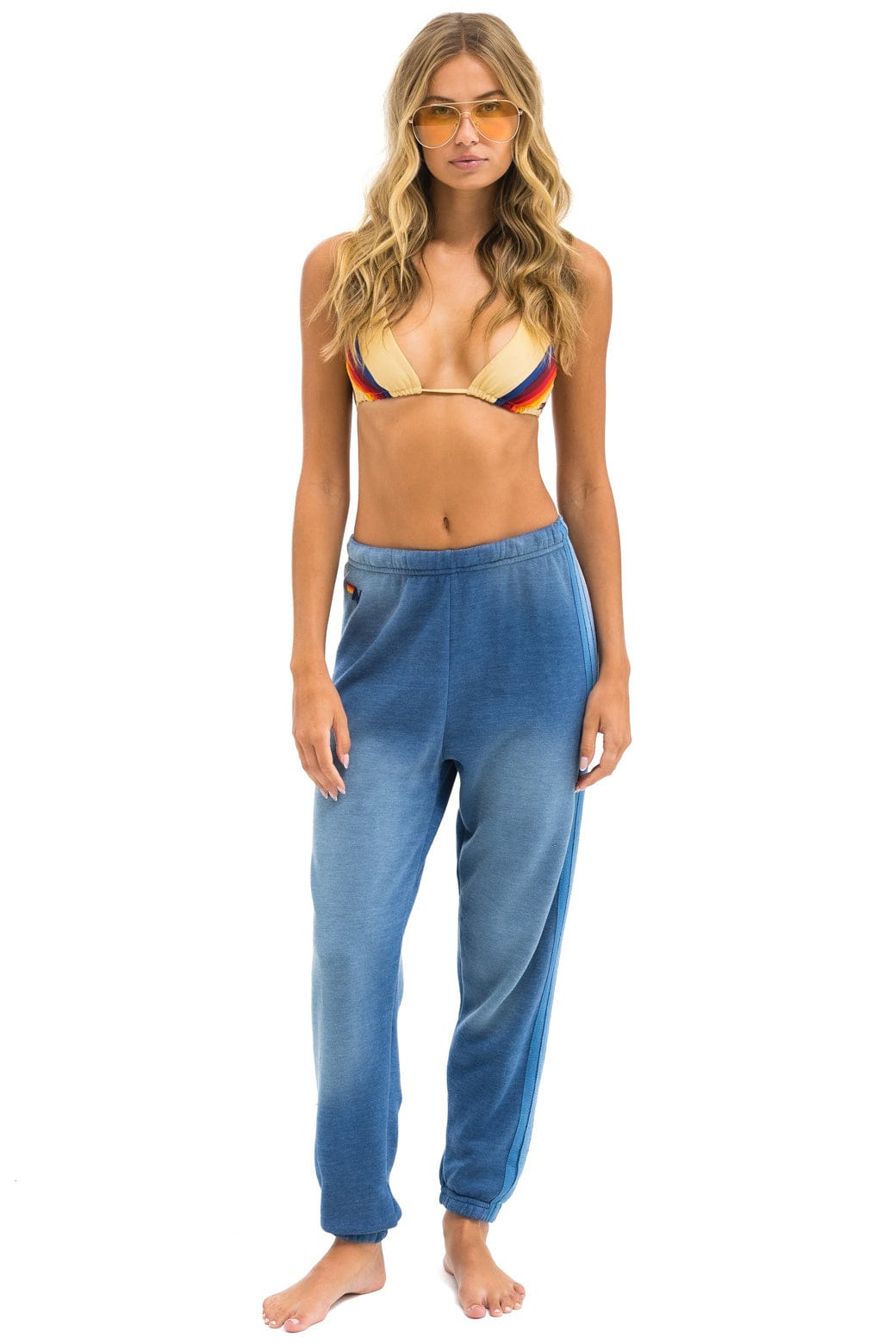 Classic 5 STRIPE SWEATPANTS - FADED WATER