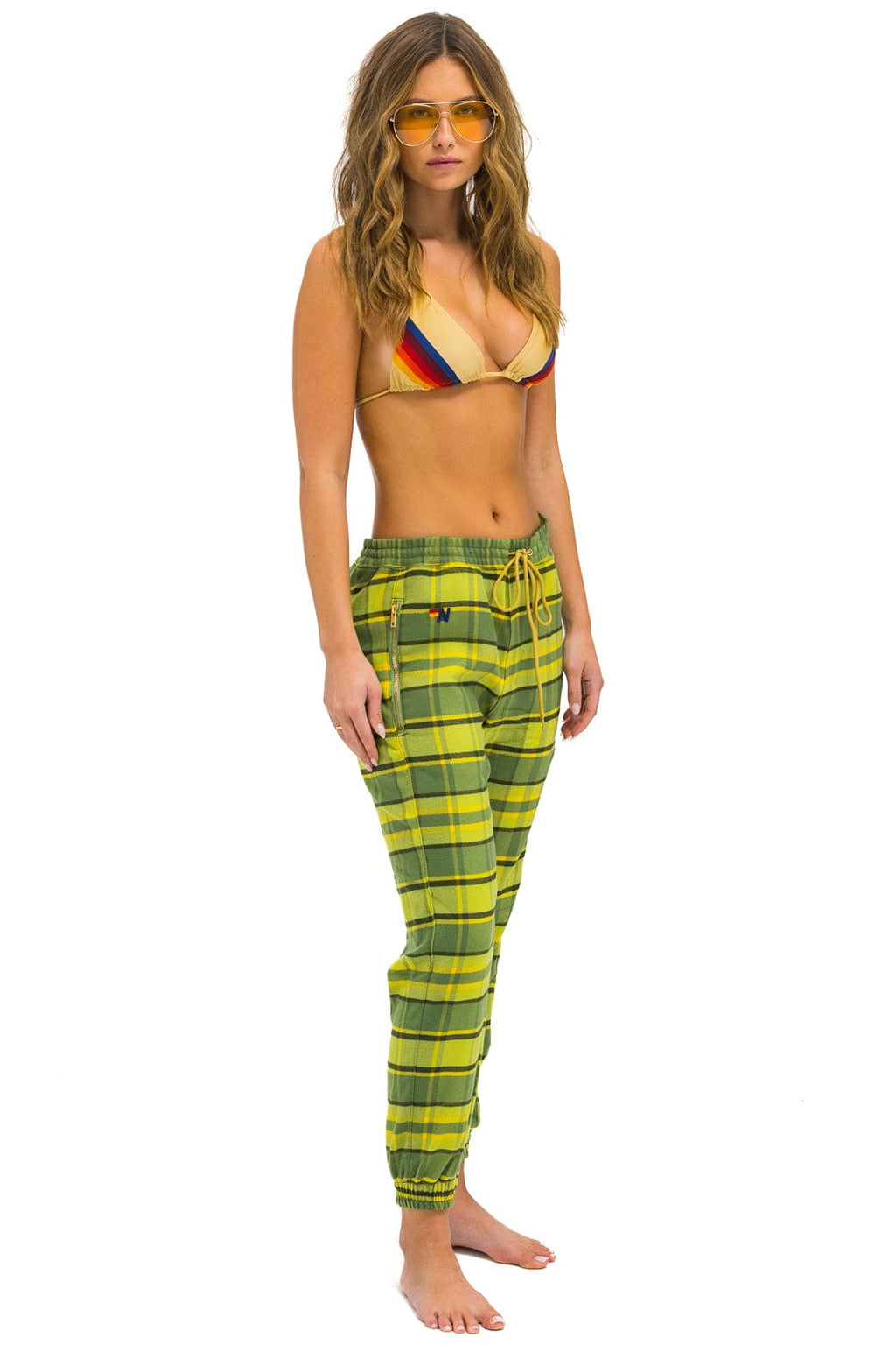 Retro UNISEX PLAID LODGE PANT - AVOCADO PLAID