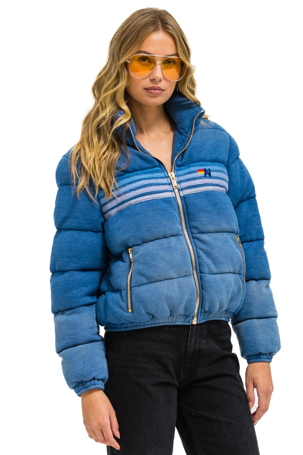 Classic 5 STRIPE FADED APRES JACKET - FADED WATER