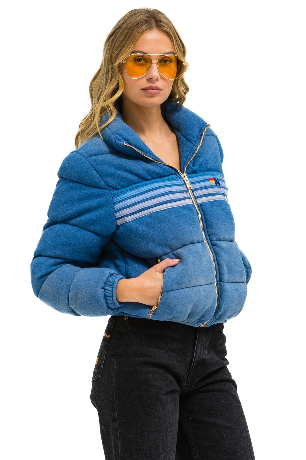 Classic 5 STRIPE FADED APRES JACKET - FADED WATER