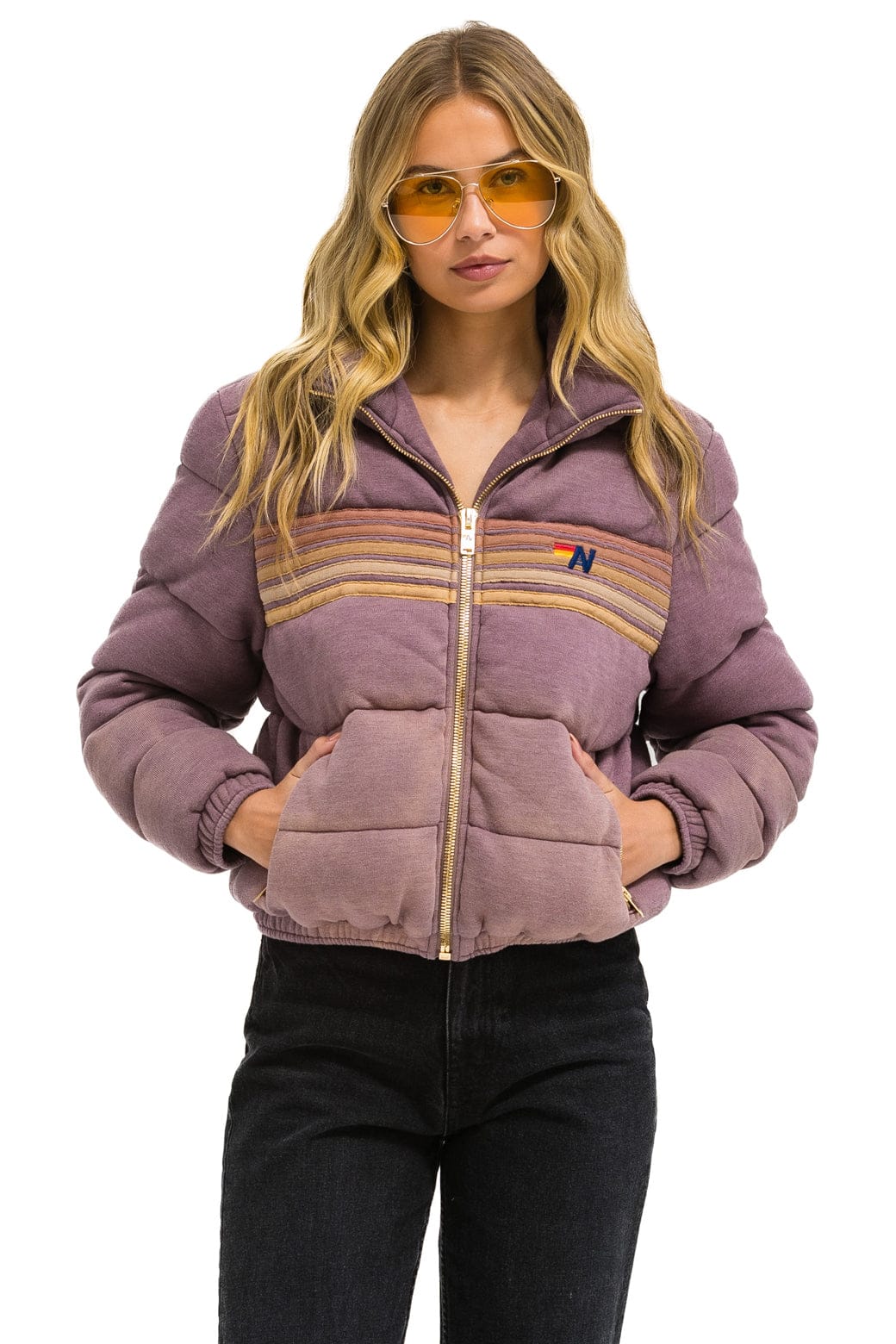 Classic 5 STRIPE FADED APRES JACKET - FADED MOCHA