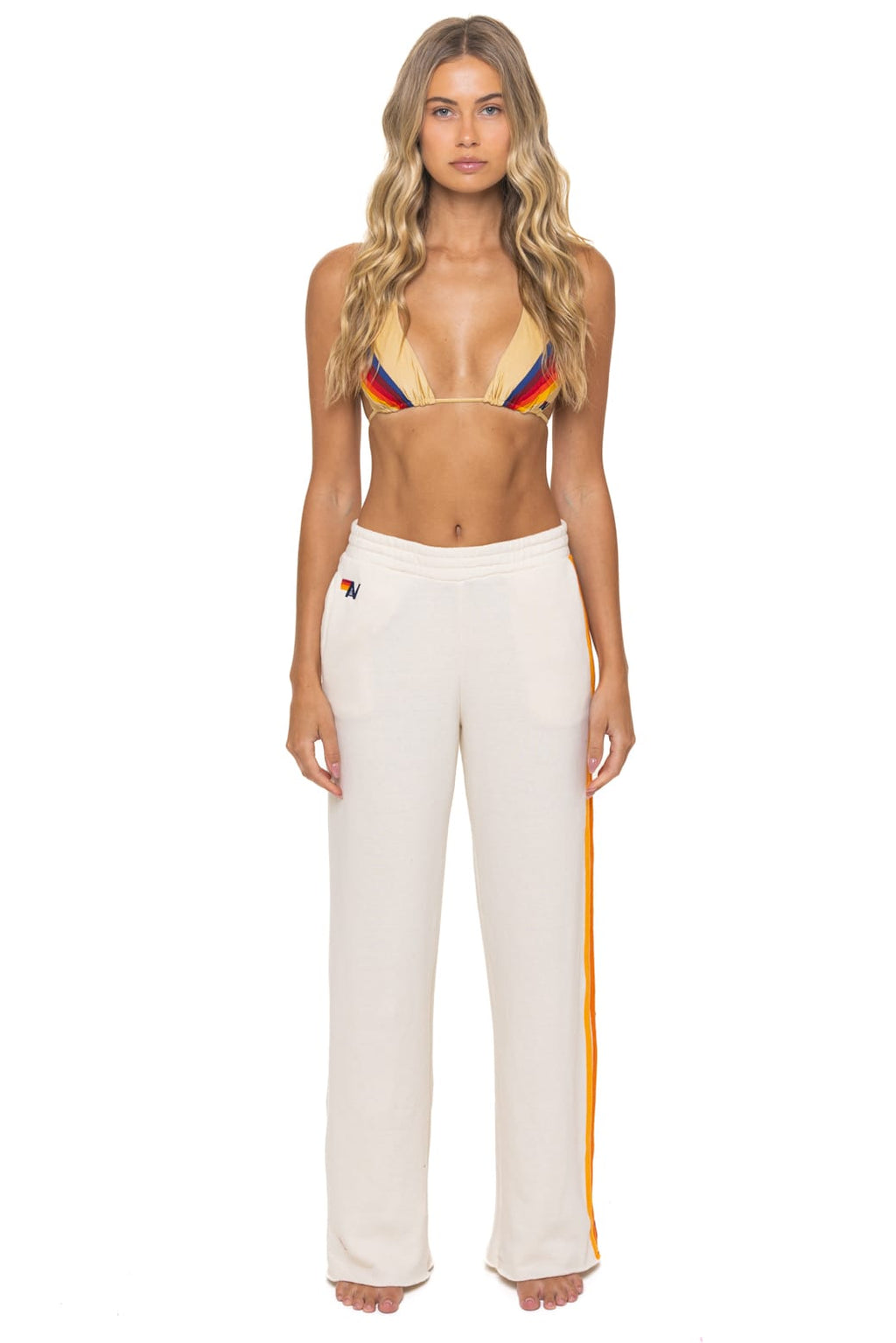 Classic 5 STRIPE WIDE LEG POCKET SWEATPANTS - VINTAGE WHITE