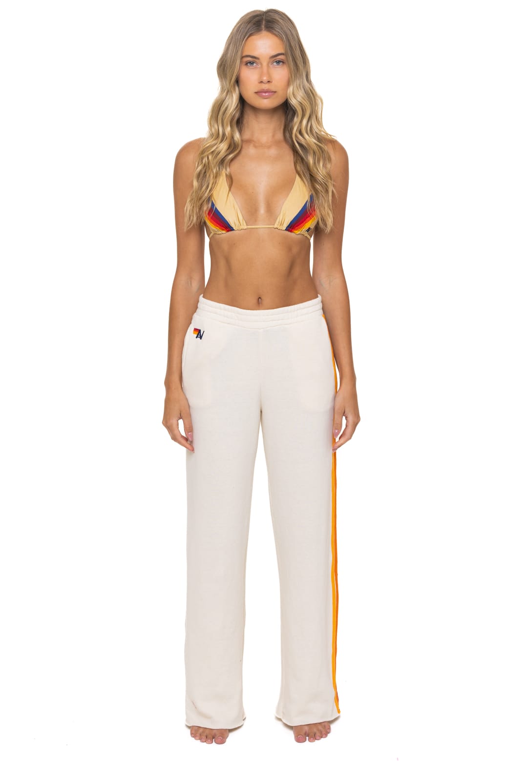 Classic 5 STRIPE WIDE LEG POCKET SWEATPANTS - VINTAGE WHITE