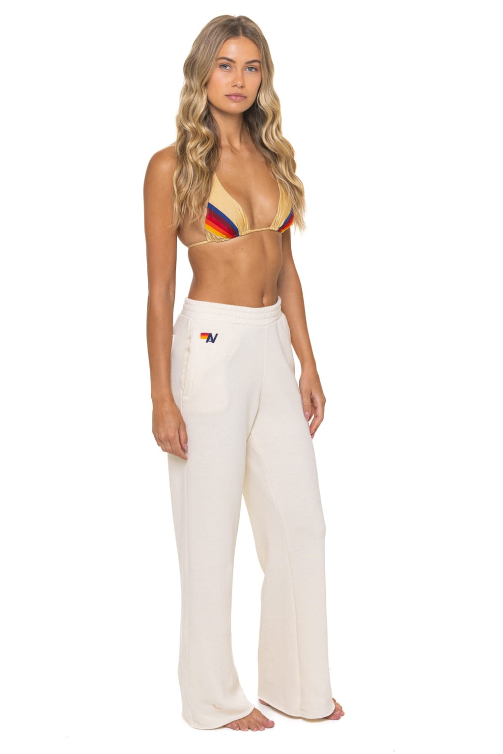 Classic 5 STRIPE WIDE LEG POCKET SWEATPANTS - VINTAGE WHITE