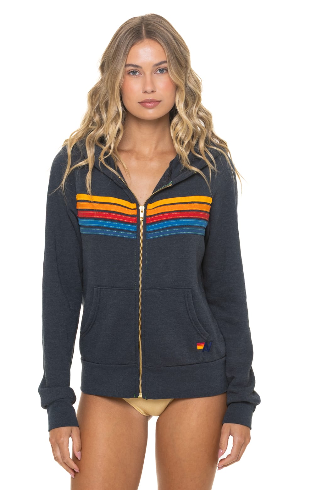 Classic 5 STRIPE HOODIE - CHARCOAL