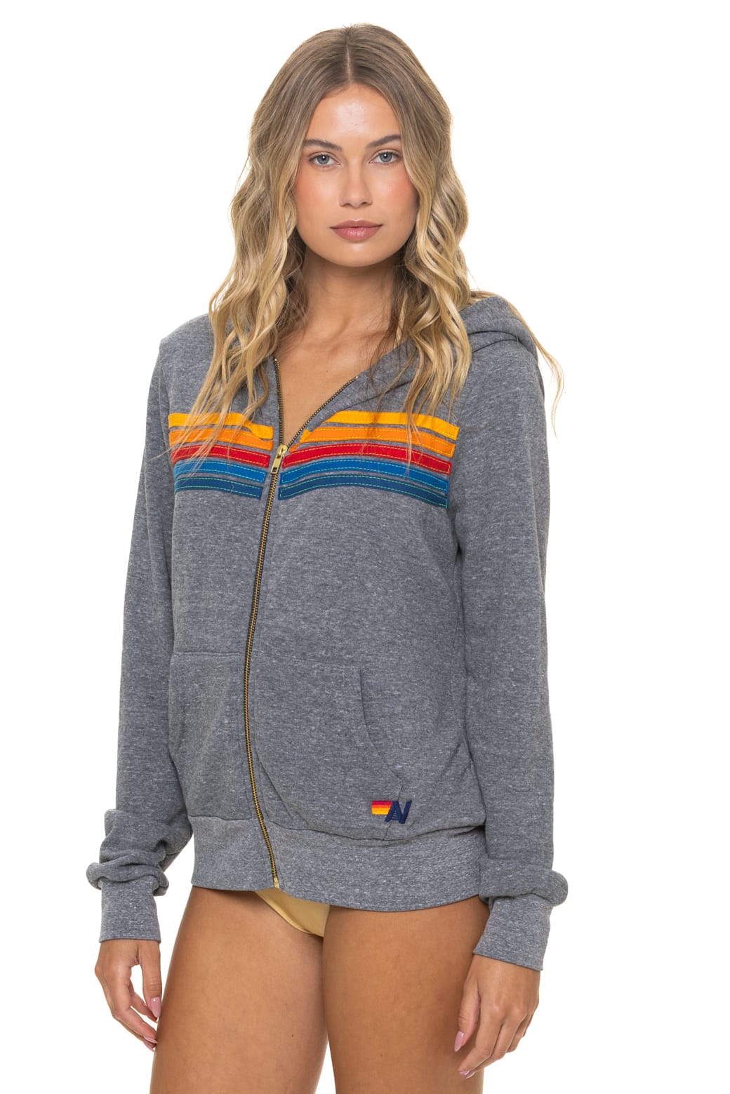 Classic 5 STRIPE HOODIE - HEATHER GREY