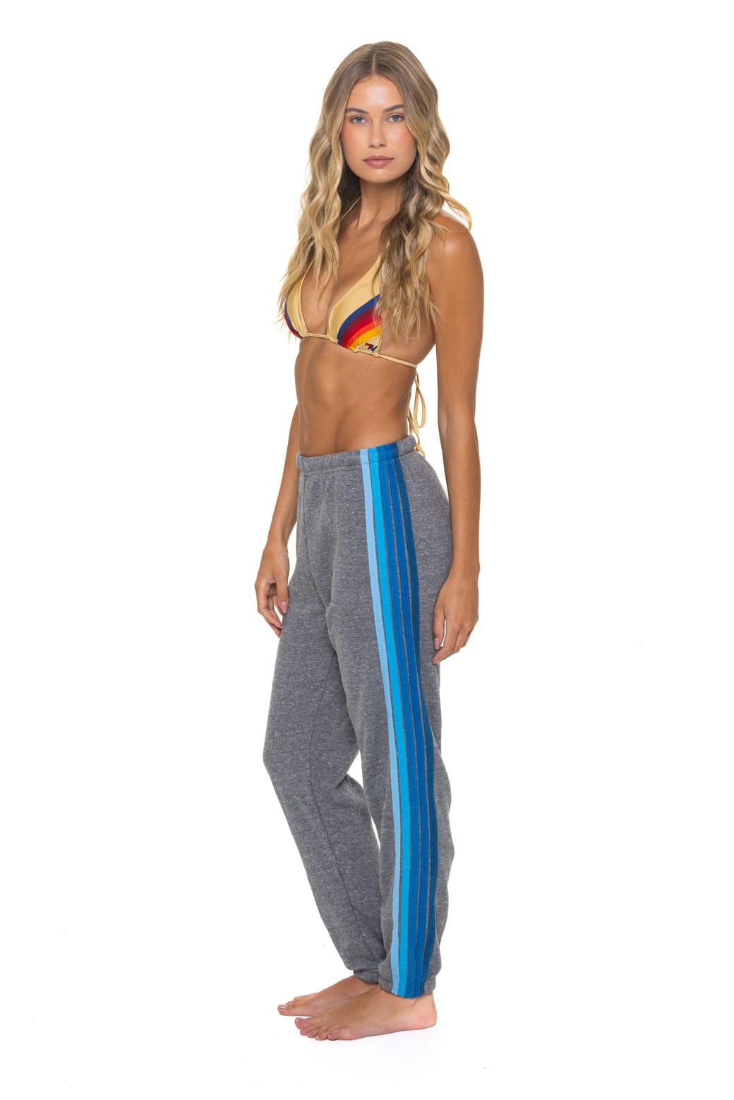 Classic 5 STRIPE SWEATPANTS - HEATHER GREY BLUE