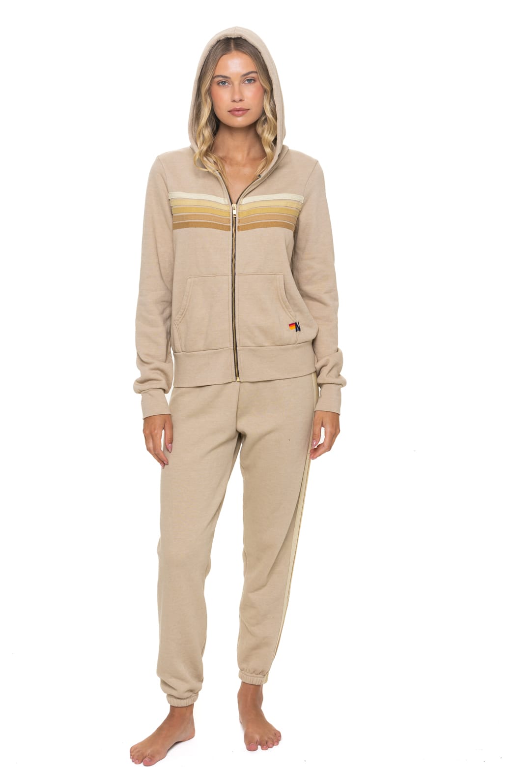 Classic 5 STRIPE HOODIE - SAND TAN