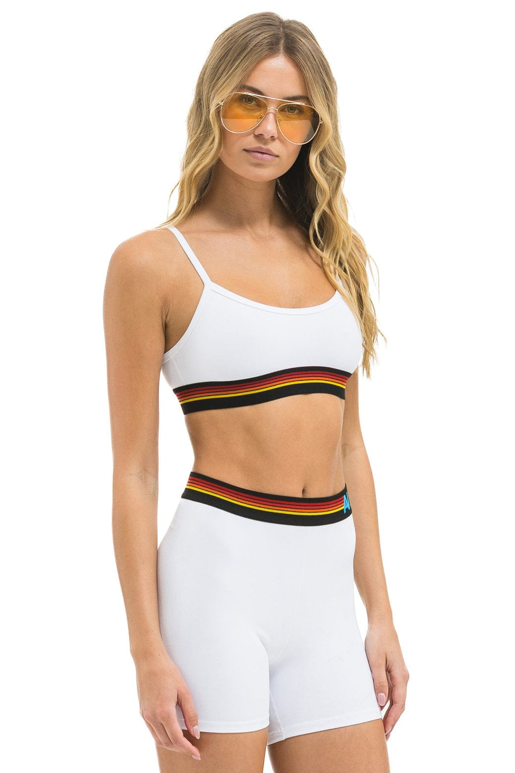 Retro LOGO 4 INCH HI-RISE BIKER SHORT - WHITE