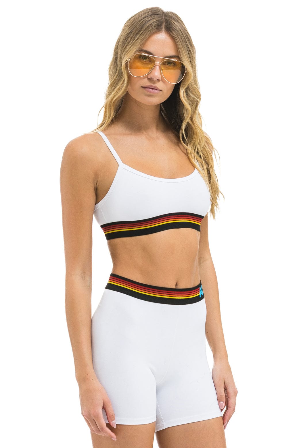 Retro LOGO 4 INCH HI-RISE BIKER SHORT - WHITE