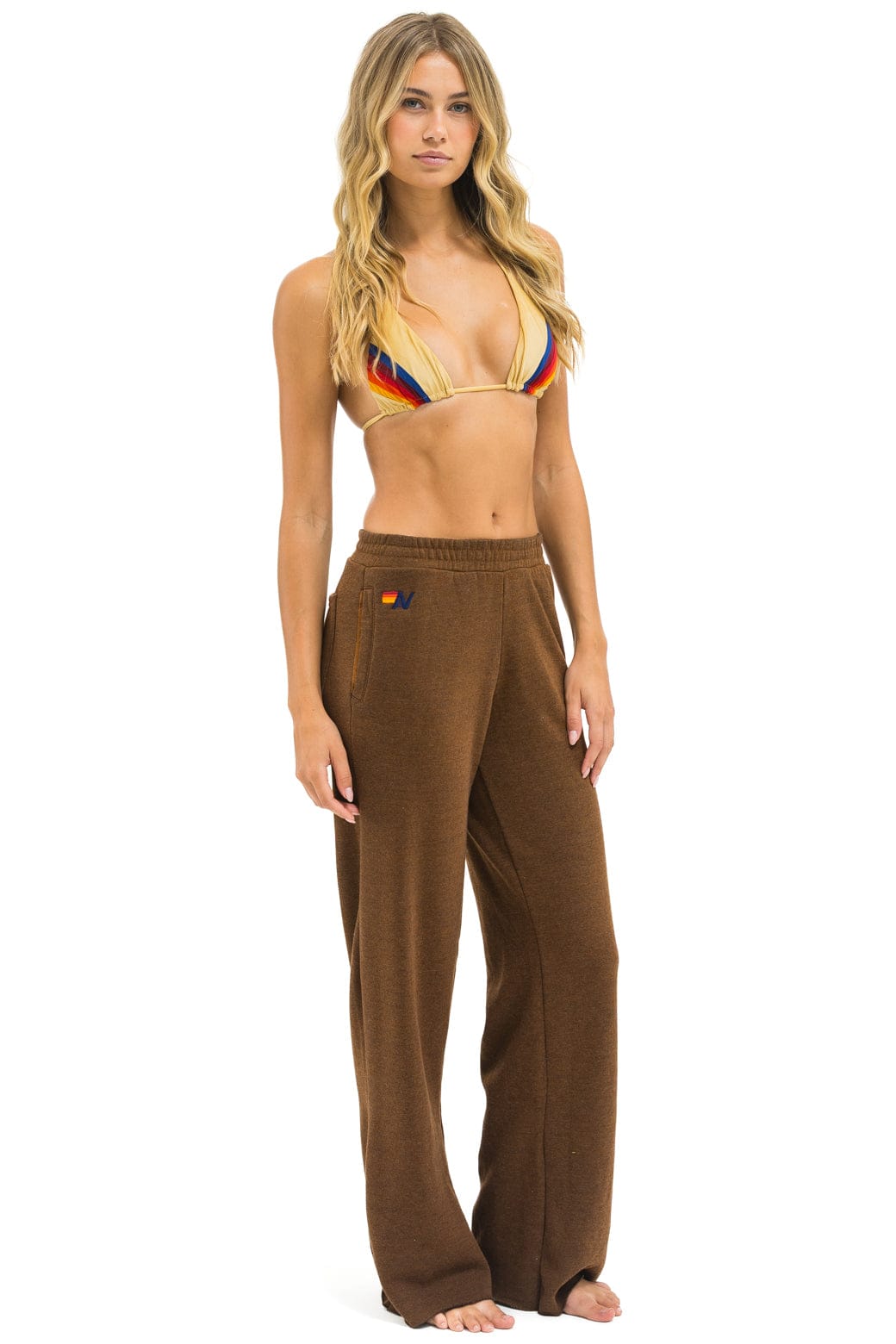 Classic 5 STRIPE WIDE LEG POCKET SWEATPANTS - CHOCOLATE ESPRESSO