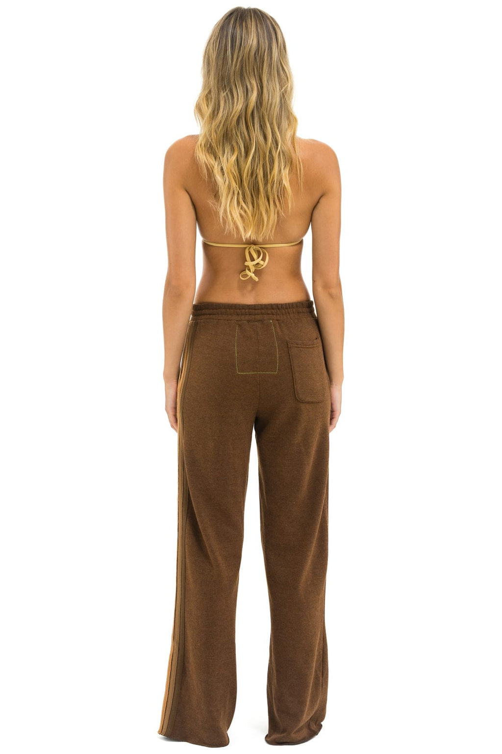 Classic 5 STRIPE WIDE LEG POCKET SWEATPANTS - CHOCOLATE ESPRESSO