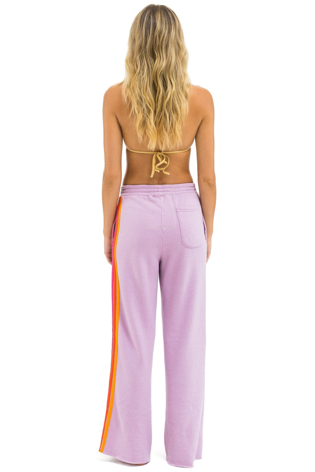 Classic 5 STRIPE WIDE LEG POCKET SWEATPANTS - MAUVE MAGENTA ORANGE