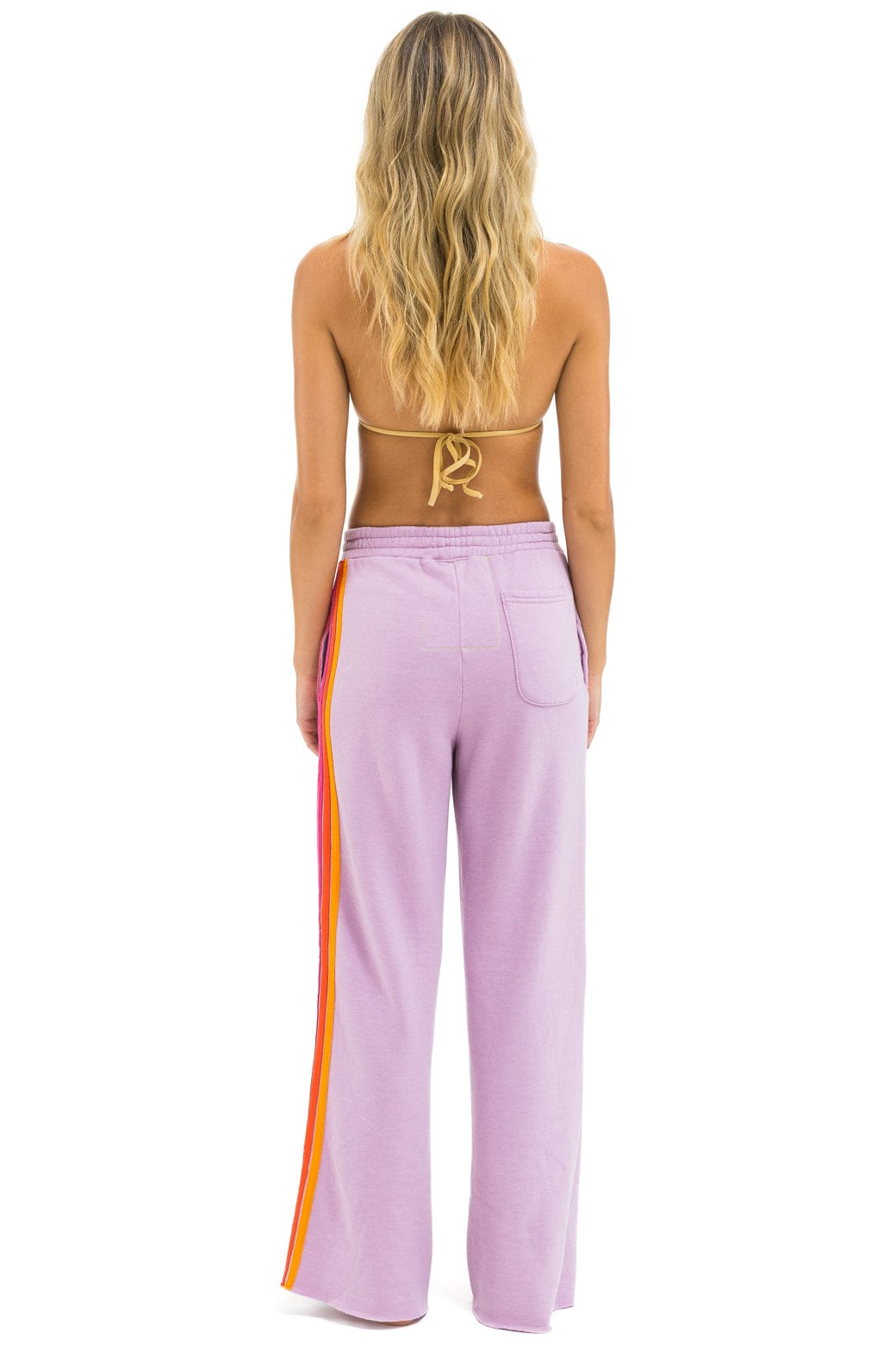Classic 5 STRIPE WIDE LEG POCKET SWEATPANTS - MAUVE MAGENTA ORANGE