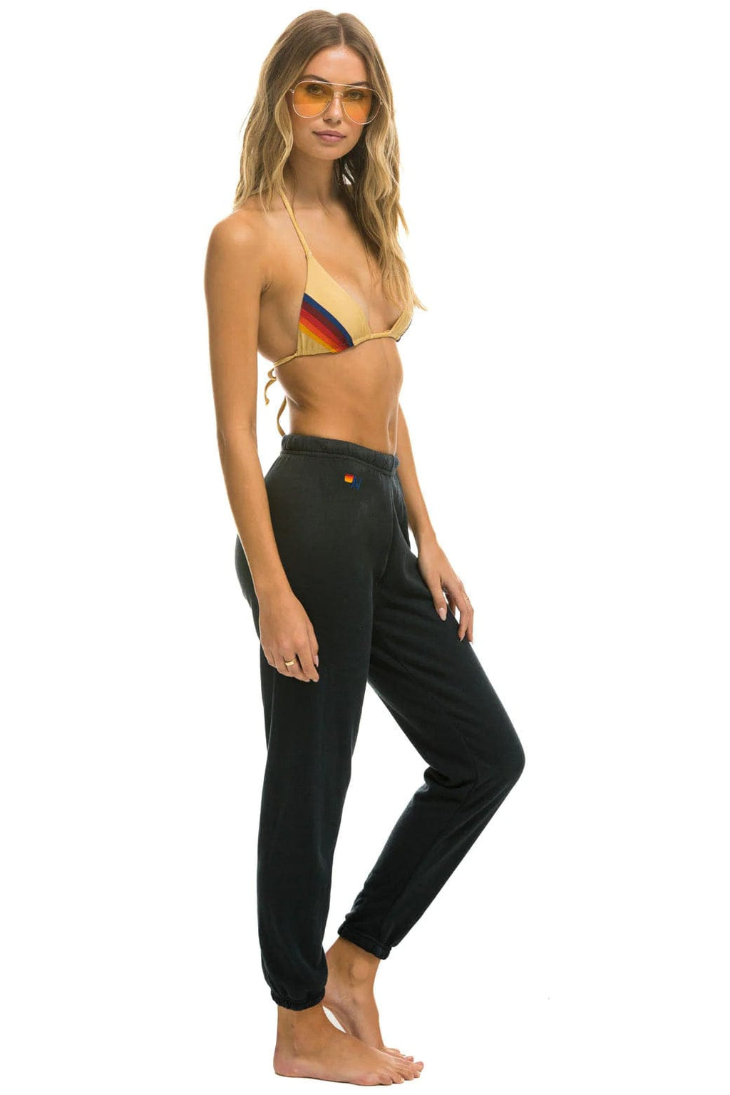 Classic 5 STRIPE SWEATPANTS - CHARCOAL RAINBOW WHITE