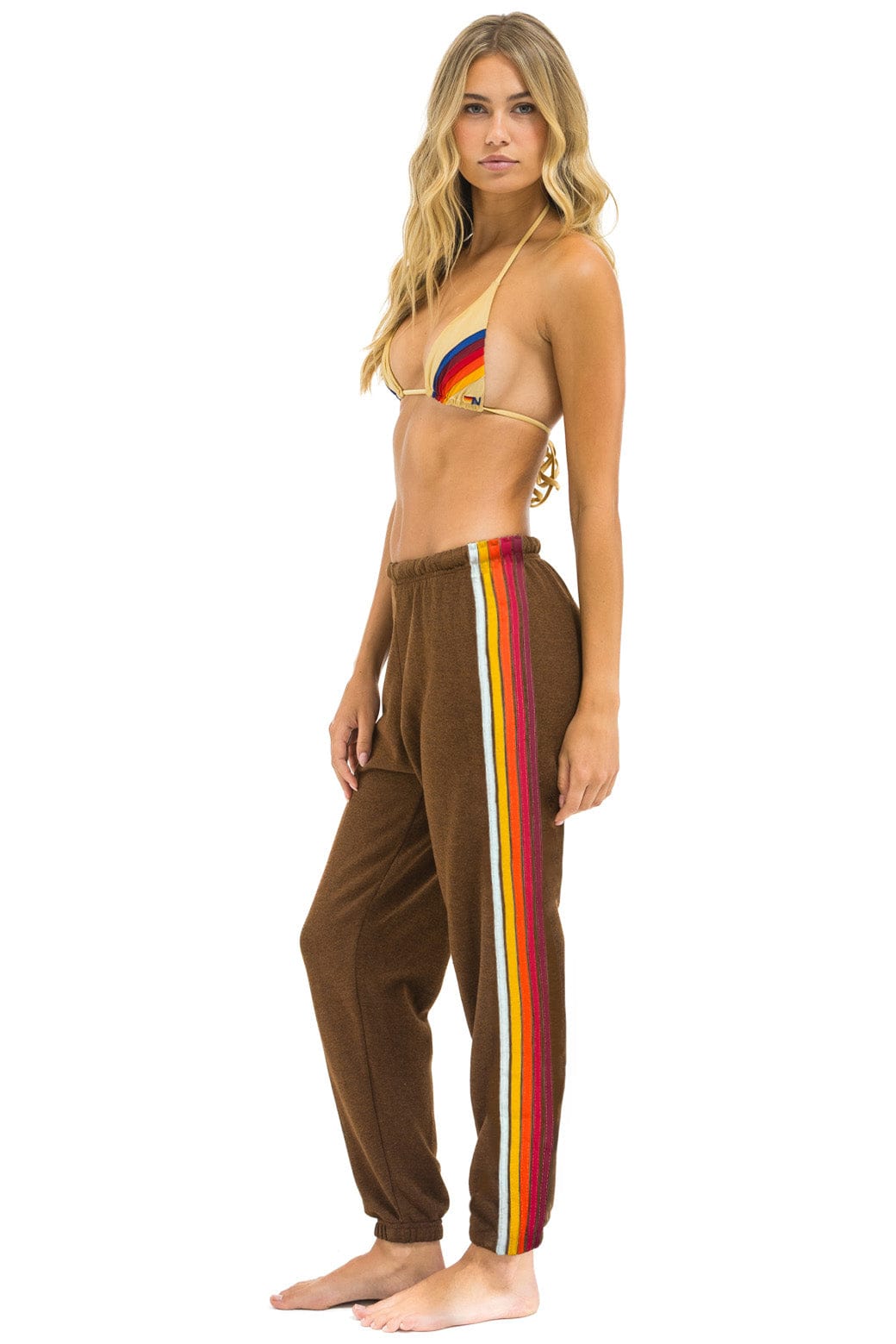 Classic 5 STRIPE SWEATPANTS - CHOCOLATE RAINBOW WHITE