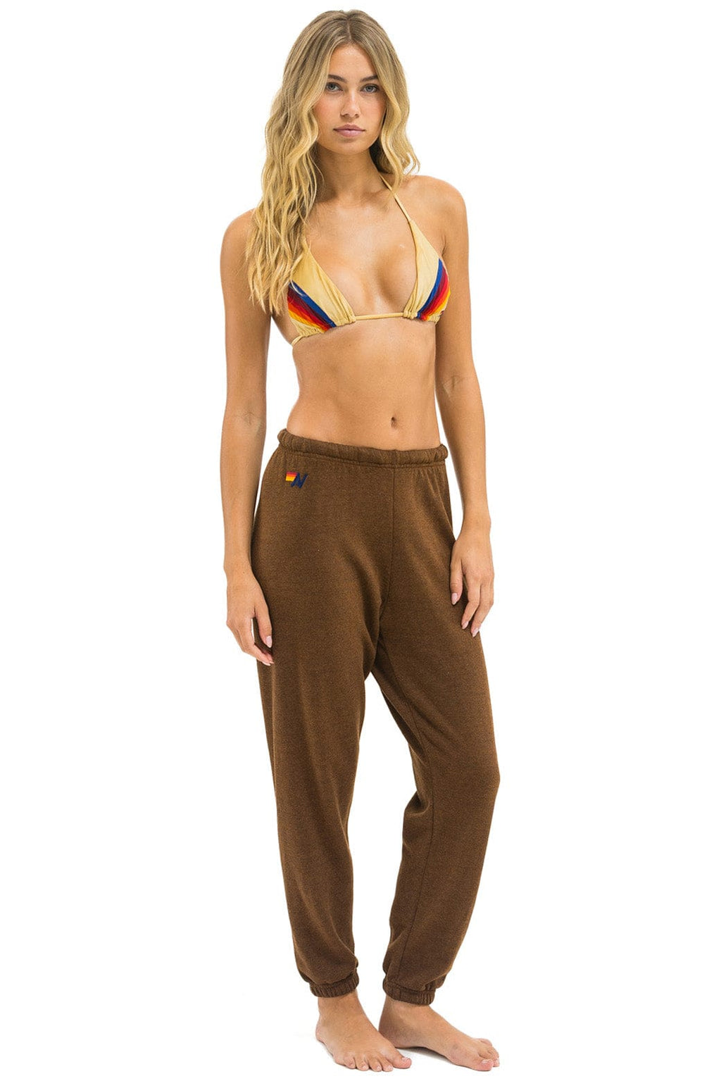 Classic 5 STRIPE SWEATPANTS - CHOCOLATE RAINBOW WHITE