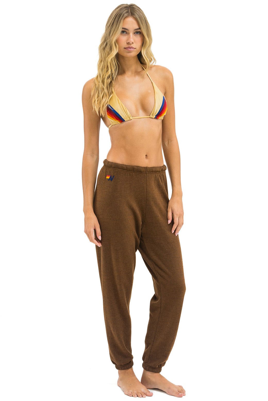 Classic 5 STRIPE SWEATPANTS - CHOCOLATE RAINBOW WHITE