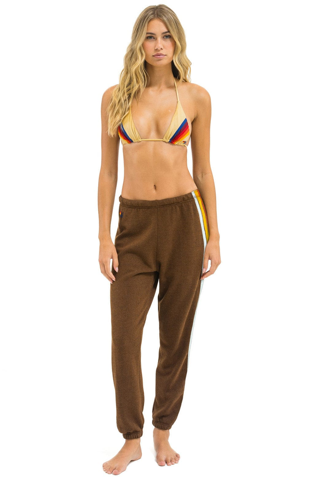 Classic 5 STRIPE SWEATPANTS - CHOCOLATE RAINBOW WHITE