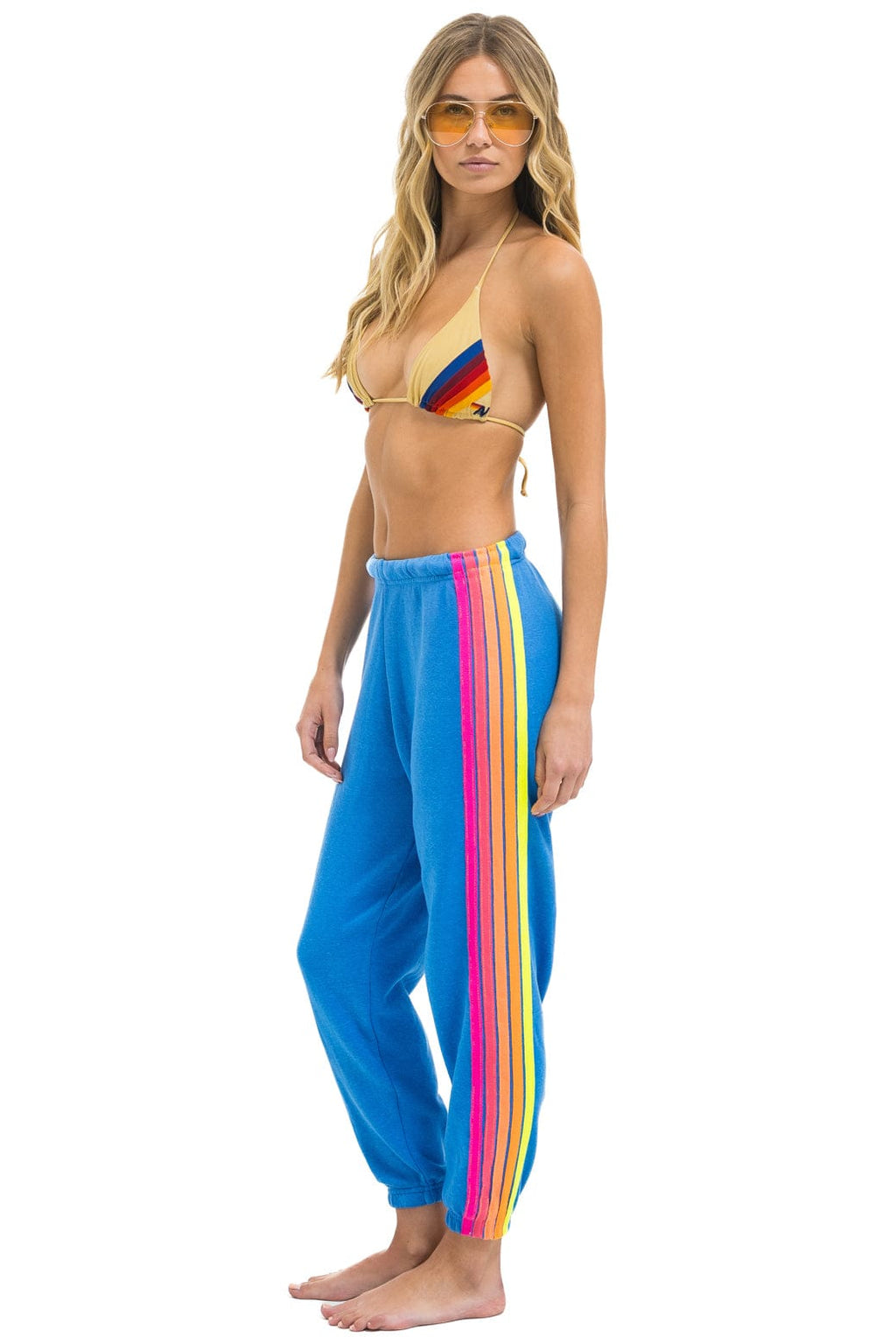 Classic 5 STRIPE SWEATPANTS - COBALT NEON