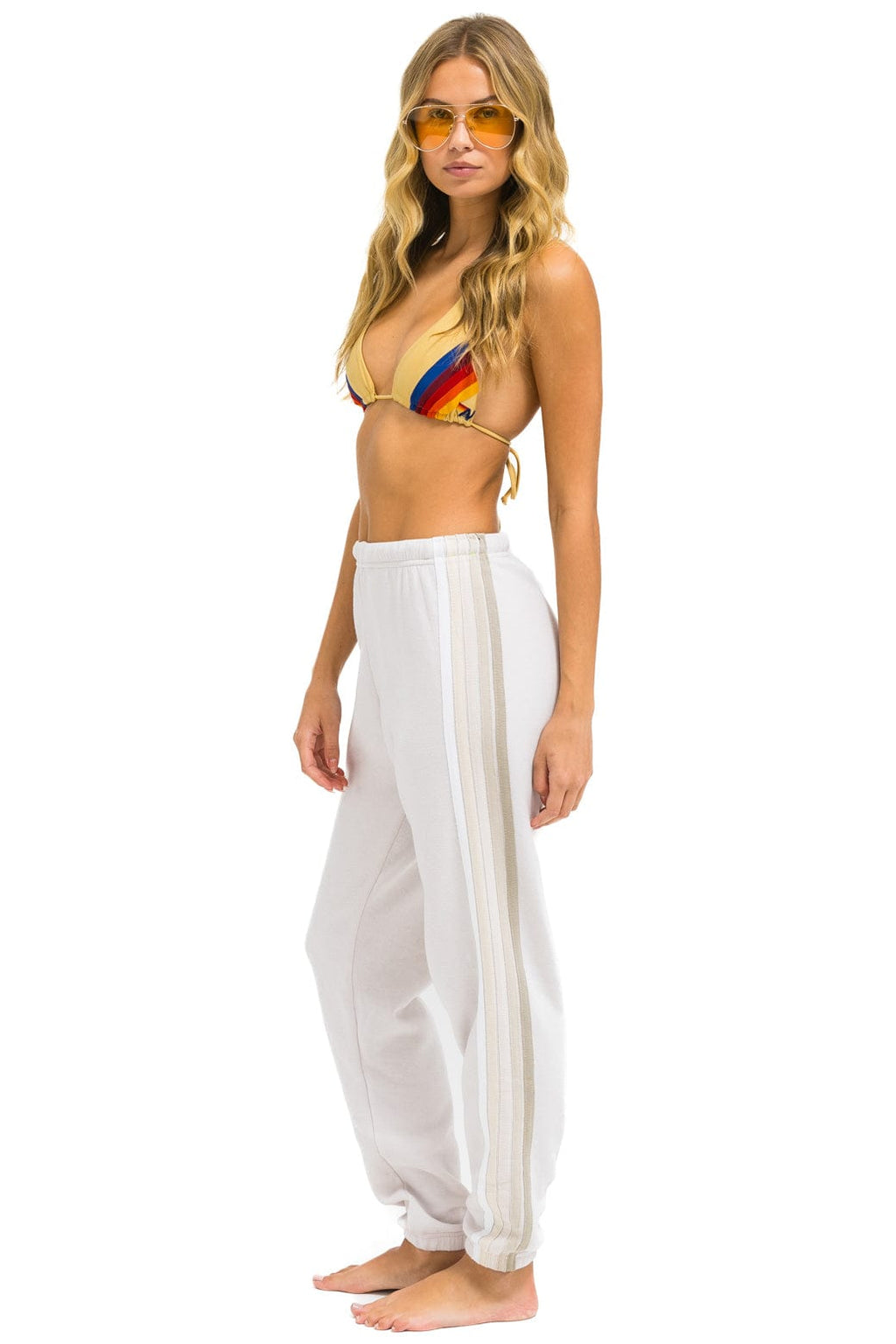 Classic 5 STRIPE SWEATPANTS - DOVE WHITE GREY