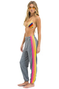 Classic 5 STRIPE SWEATPANTS - HEATHER GREY NEON