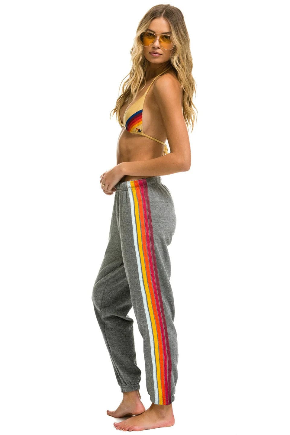 Classic 5 STRIPE SWEATPANTS - HEATHER RAINBOW WHITE
