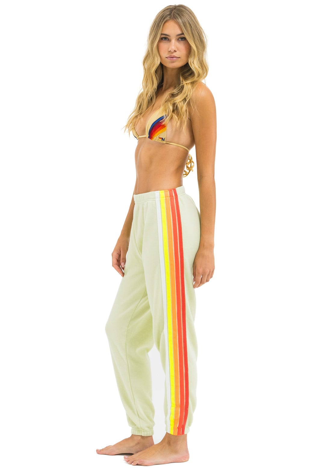Classic 5 STRIPE SWEATPANTS - LIME CREAM WHITE NEON