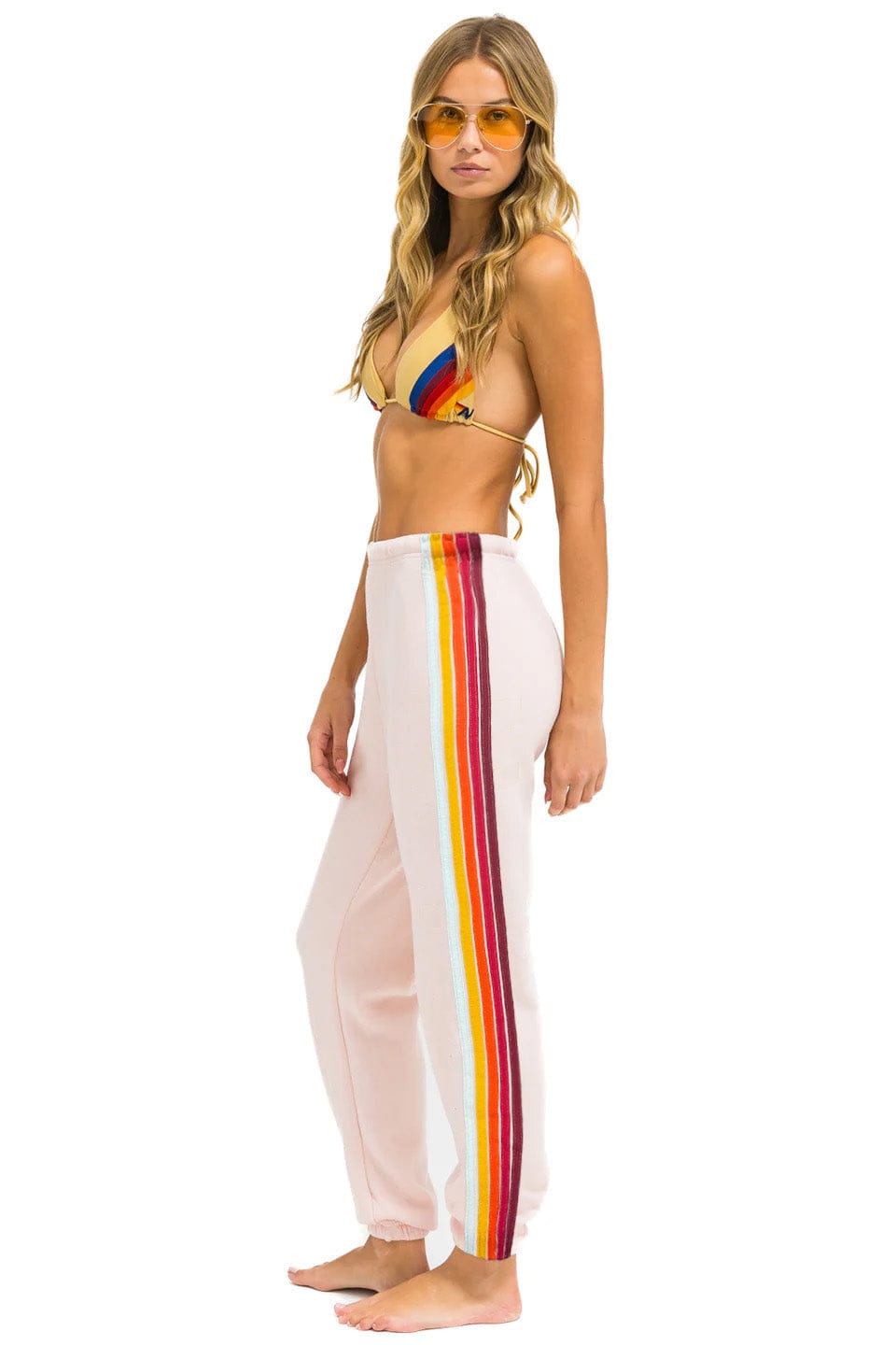 Classic 5 STRIPE SWEATPANTS - LIGHT PINK RAINBOW WHITE