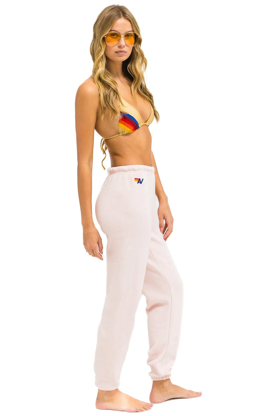 Classic 5 STRIPE SWEATPANTS - LIGHT PINK RAINBOW WHITE