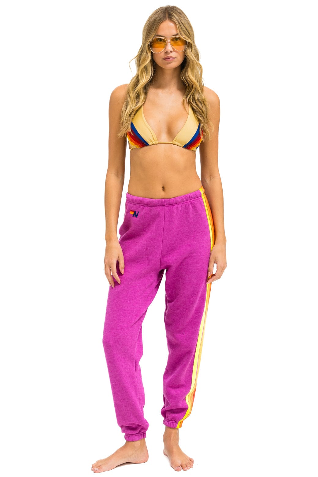 Classic 5 STRIPE SWEATPANTS - MAGENTA ORANGE YELLOW