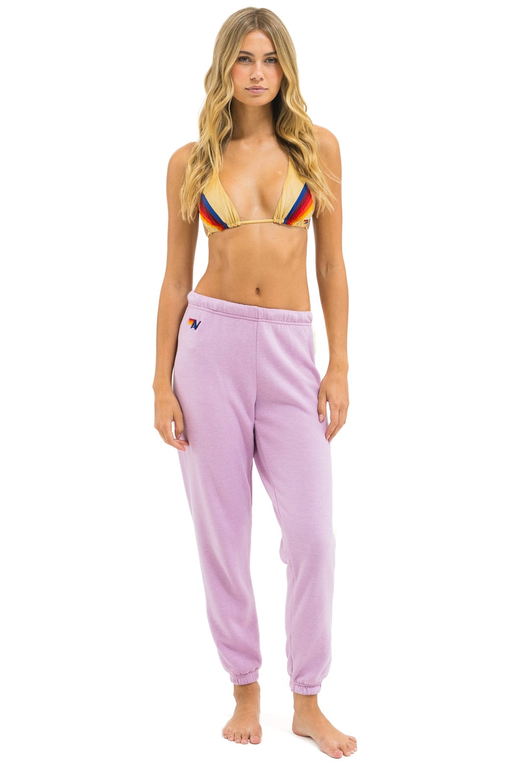 Classic 5 STRIPE SWEATPANTS - MAUVE WHITE NEON