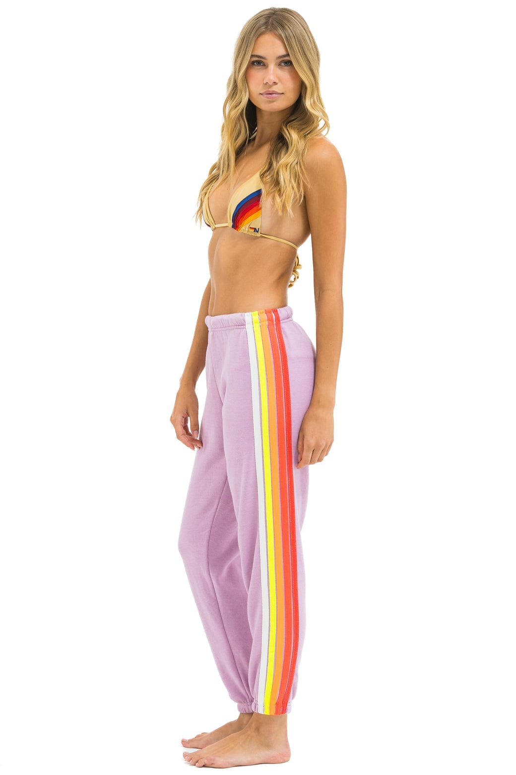 Classic 5 STRIPE SWEATPANTS - MAUVE WHITE NEON