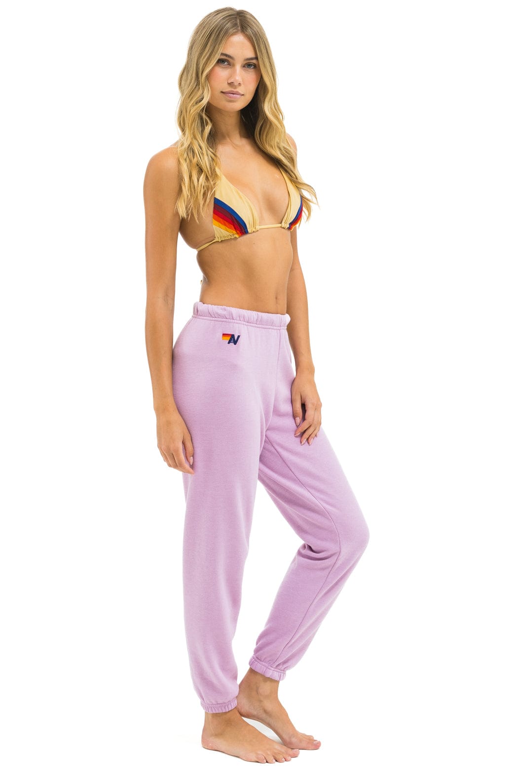 Classic 5 STRIPE SWEATPANTS - MAUVE WHITE NEON