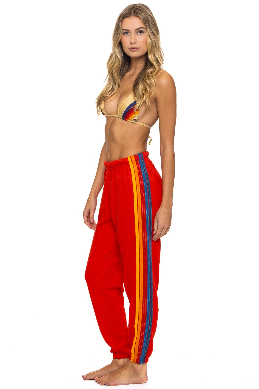Classic 5 STRIPE SWEATPANTS - RED
