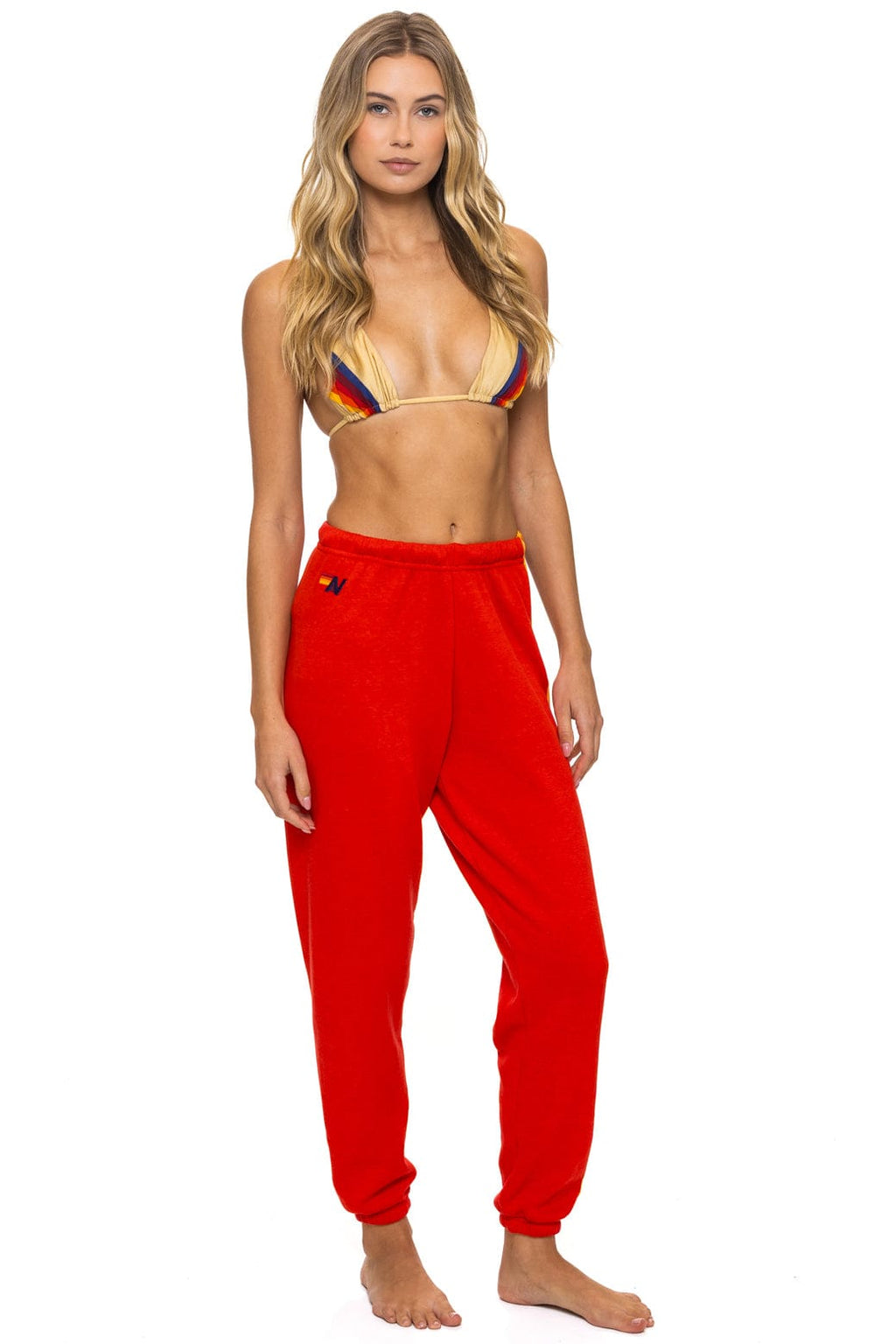 Classic 5 STRIPE SWEATPANTS - RED