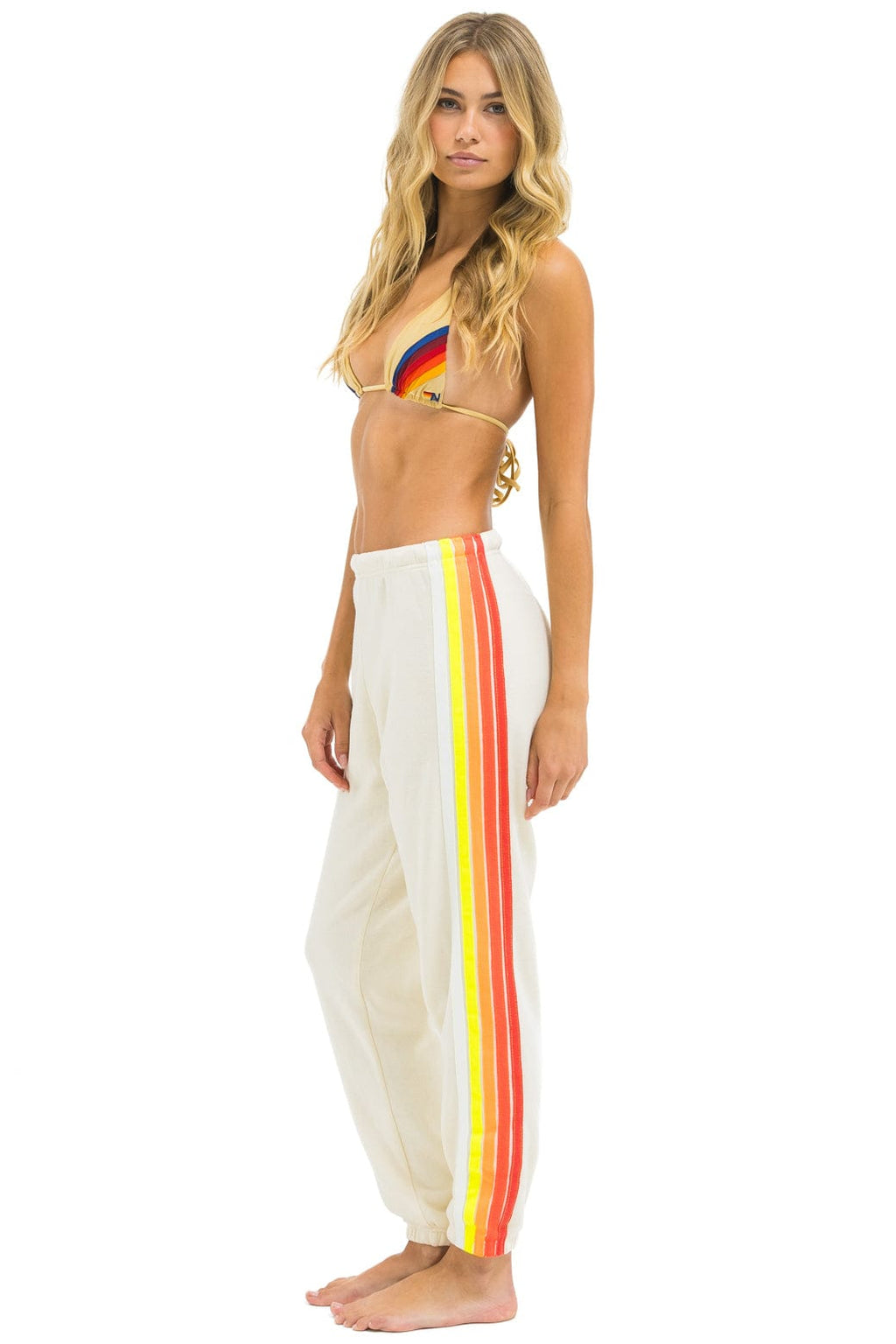 Classic 5 STRIPE SWEATPANTS - VINTAGE WHITE WHITE NEON