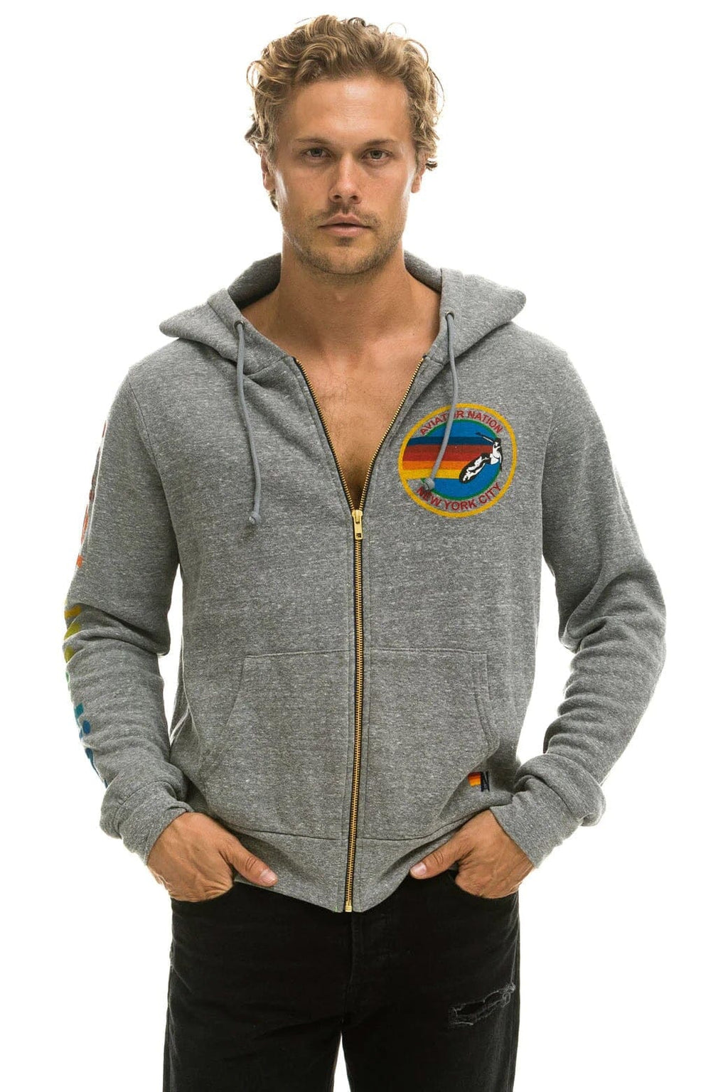 Classic AVIATOR NATION NEW YORK CITY HOODIE - HEATHER GREY