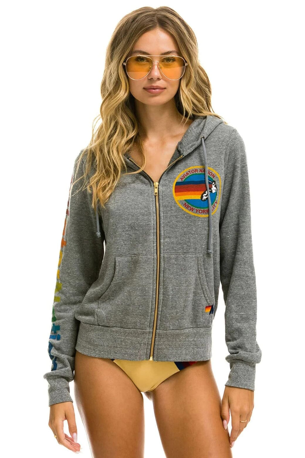Classic AVIATOR NATION NEW YORK CITY HOODIE - HEATHER GREY