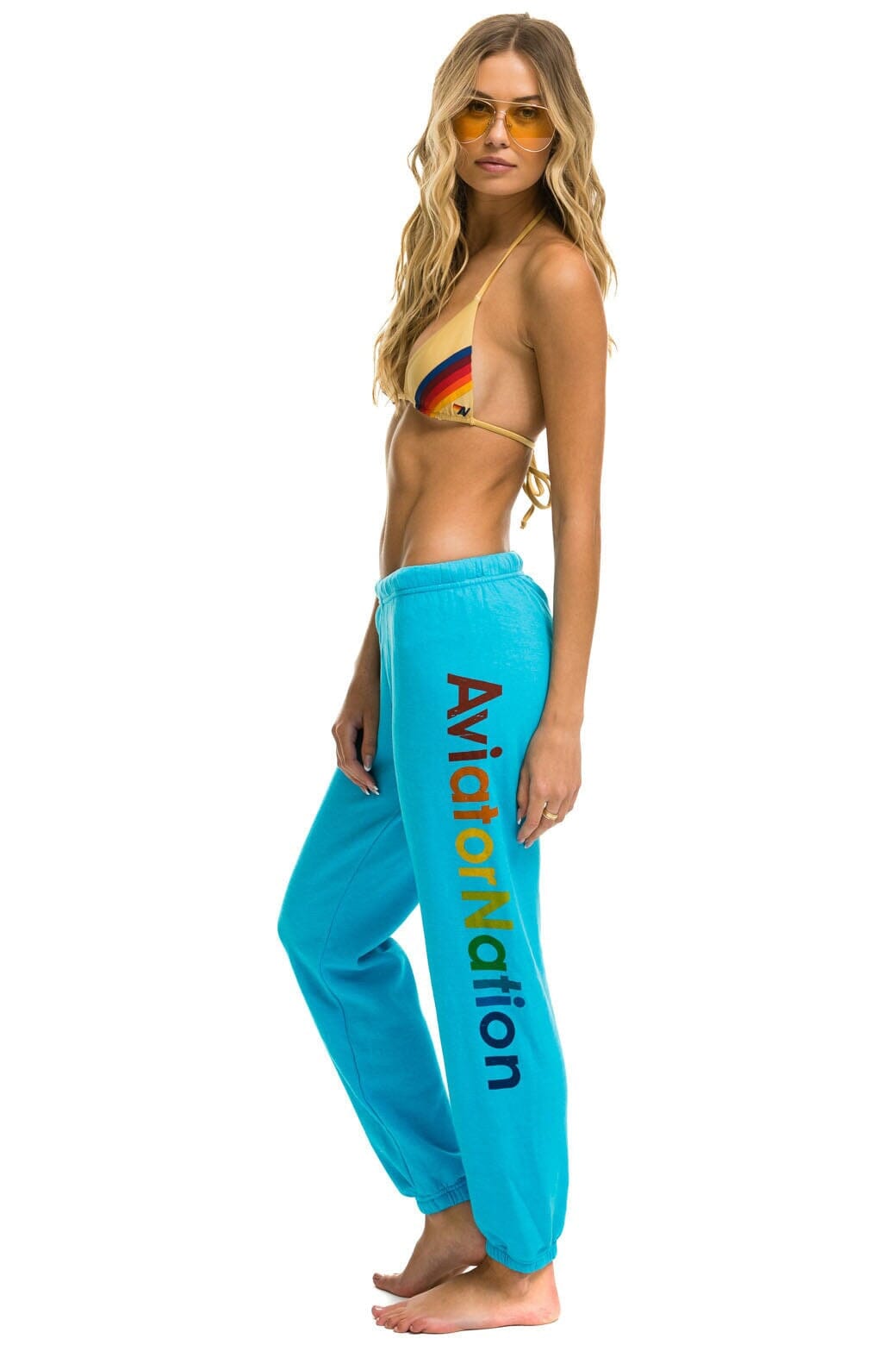 Classic AVIATOR NATION NEW YORK CITY SWEATPANTS - NEON BLUE