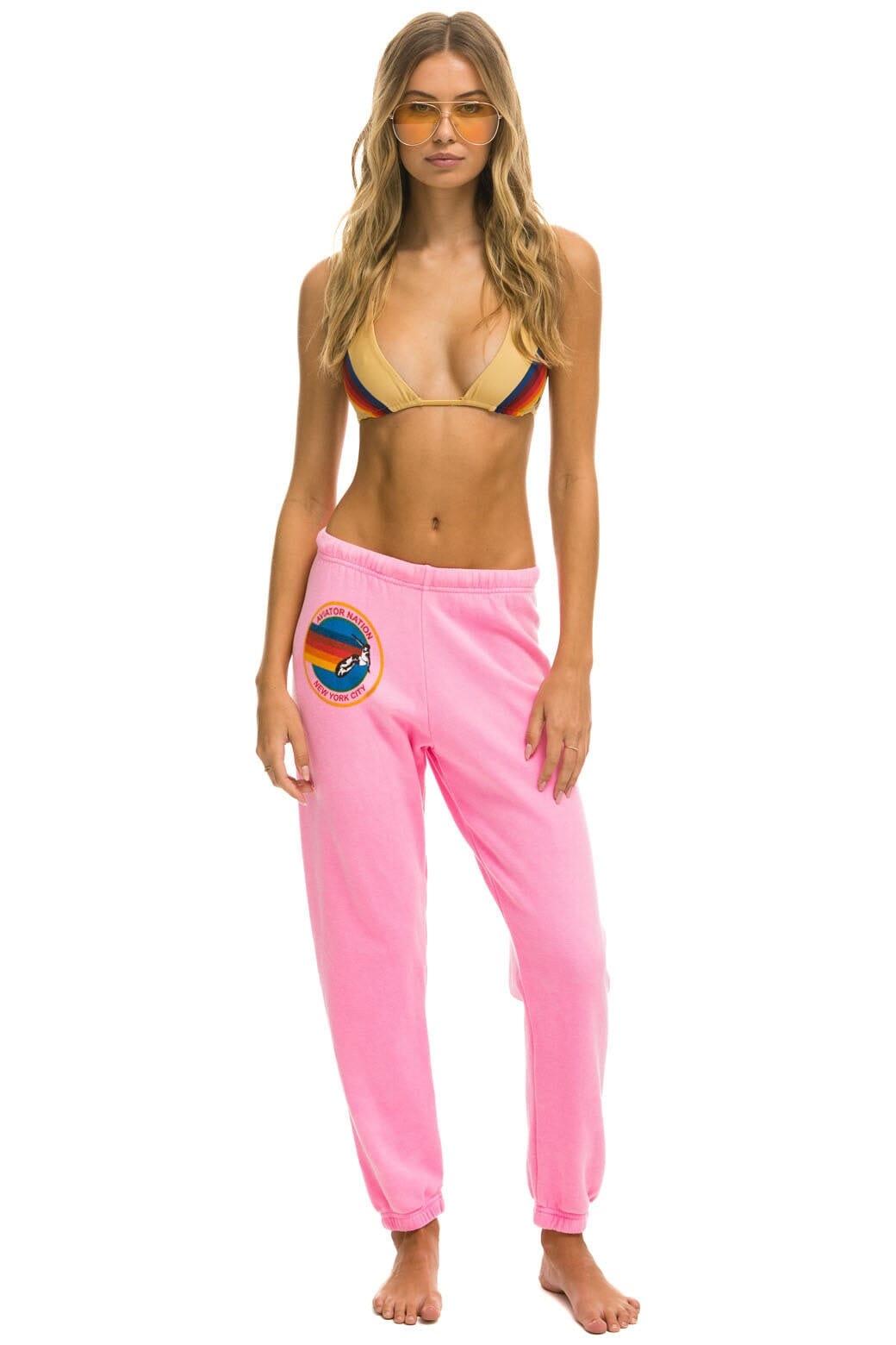 Classic AVIATOR NATION NEW YORK CITY SWEATPANTS - NEON PINK
