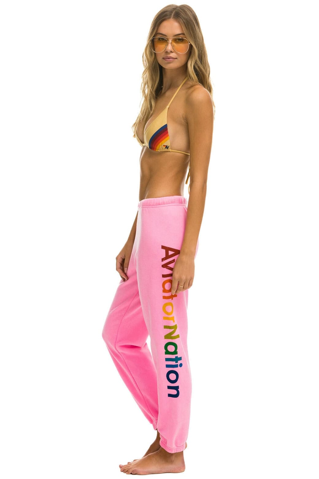 Classic AVIATOR NATION NEW YORK CITY SWEATPANTS - NEON PINK