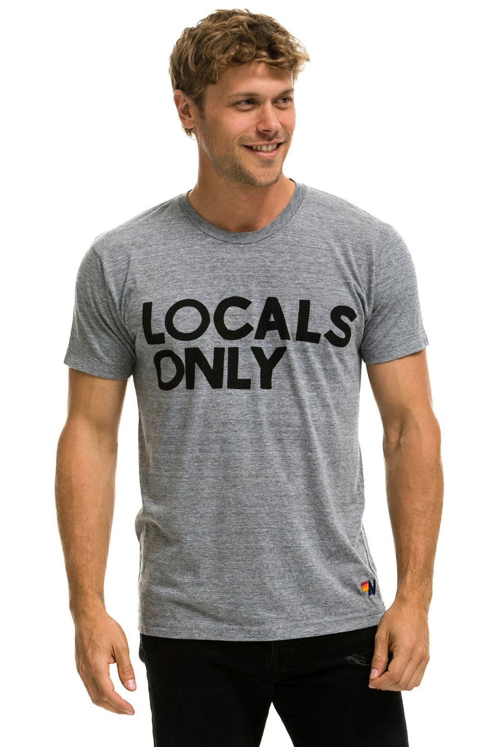 Retro LOCALS ONLY TEE - HEATHER GREY