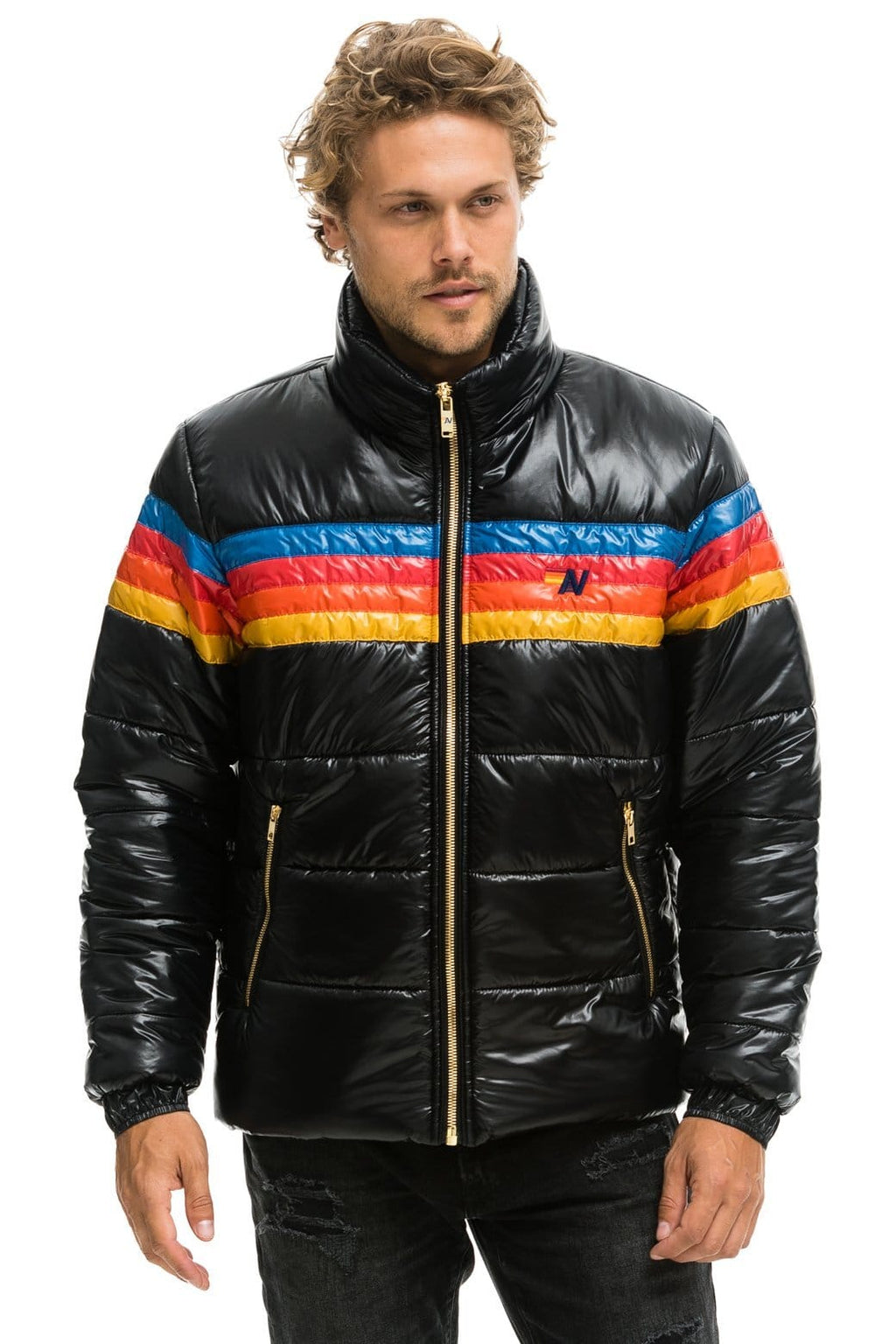 Classic 4 STRIPE LUXE TRAVELER JACKET - GLOSSY BLACK