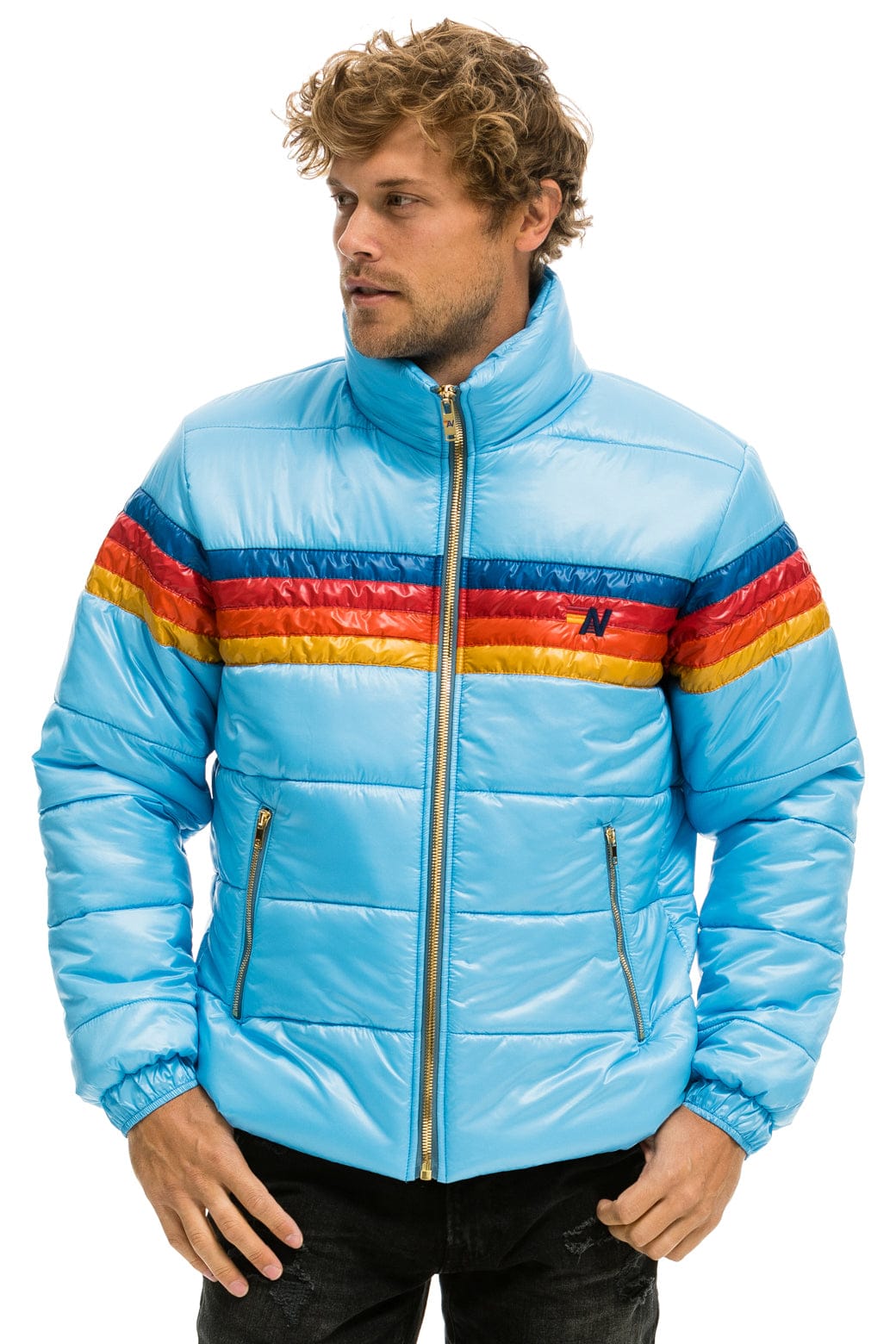 Retro 4 STRIPE LUXE TRAVELER JACKET - GLOSSY SKY