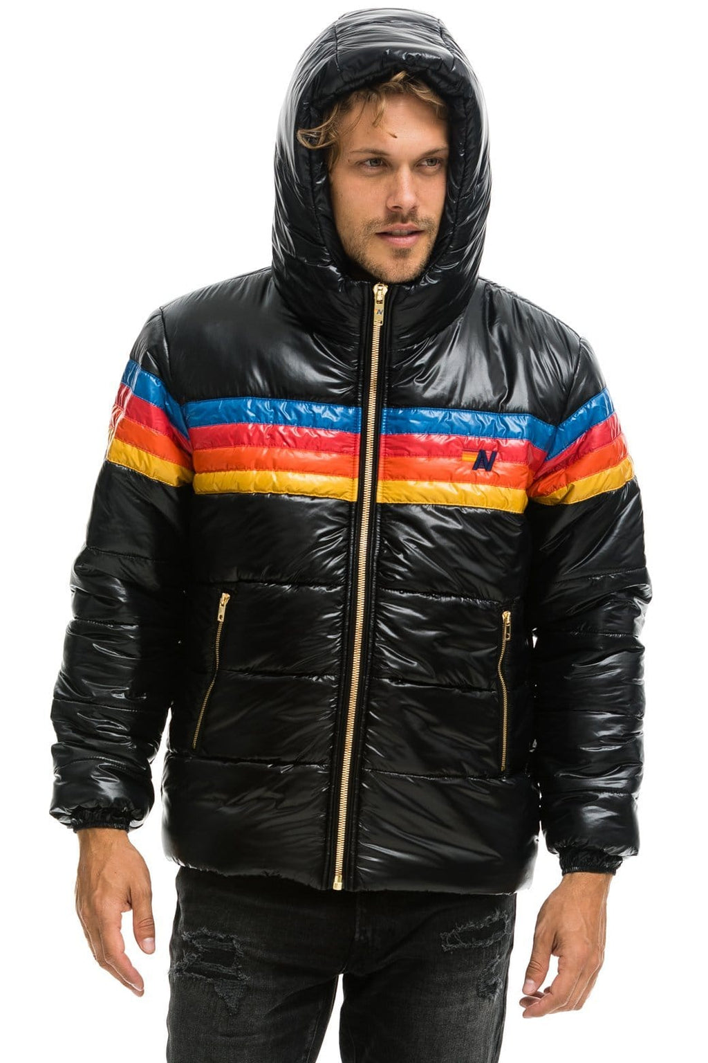 Classic 4 STRIPE LUXE TREKKER JACKET - GLOSSY BLACK